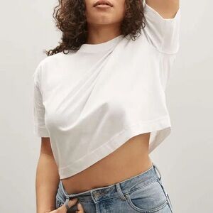 Everlane organic cotton cropped tee in white